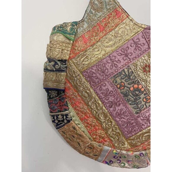 NWT Sacred Threads Magic Carpet Embellished Patchwork Colorful Lined Bag - Picture 7 of 11